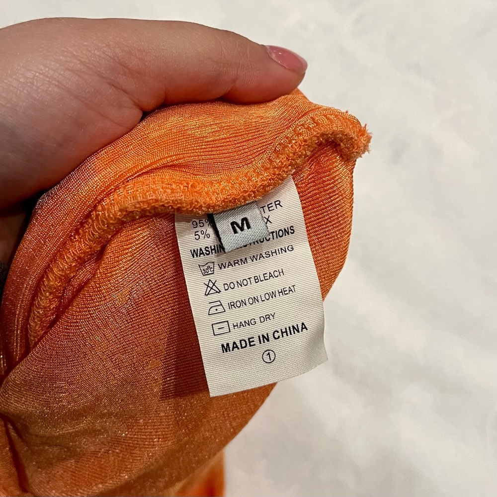 Orange Ruched One Shoulder Top - Picture 2 of 4